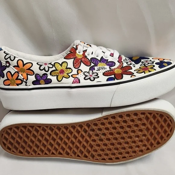 Vans Era Flower Multicolored Glitter Floral Platform Sneakers (Uni M 8, W 9.5) - Picture 5 of 13